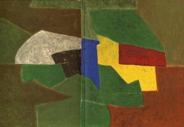 Poliakoff, Serge. Grand gouache sur fond vert. (00587)