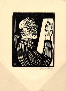 Felixmüller, Conrad. Selbstbildnis mit zeichnender Hand. (00722)