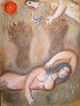 Chagall, Marc. Booz se réveille et voit Ruth à ses pieds. (00745)