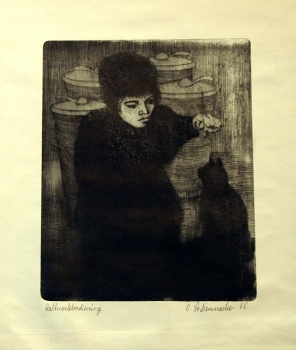 Lackenmacher, Otto. Mädchen mit Katze. (00866)