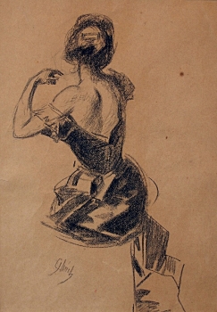 Chéret, Jules. Studie einer sitzenden Frau (00950)