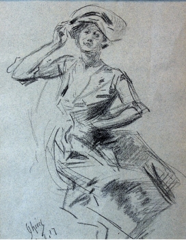 Chéret, Jules. Studie einer sitzenden Frau. (00951)