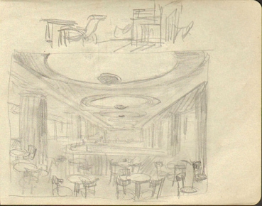 Möller, Rudolf. Skizze einer Bar. (01047)