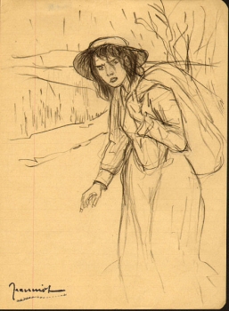 Jeanniot, Georges. Frau mit Sack. (01053)