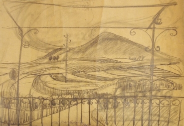 Hosp, Ralph Joseph (Jupp). Ausblick von einer Terrasse. (01102)