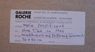 Marie Pospíšilová. Abstrakte Komposition. Mischtechnik. Atelierrahmen (Art. Nr. 01804)