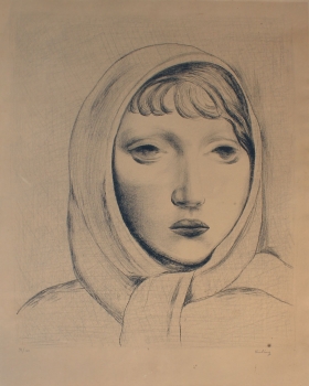 Kisling, Moïse. Radierung auf leichtem Karton. Portrait. (Art Nr. 2126)