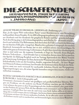 Dressler, August Wilhelm. Radierung. Liebespaar. 1928. Signiert (Art Nr.2157)