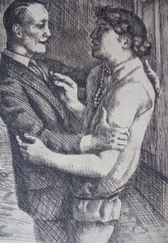 Dressler, August Wilhelm. Radierung. Liebespaar. 1928. Signiert (Art Nr.2157)