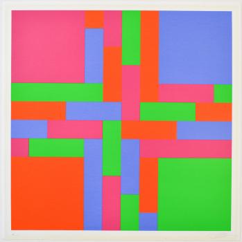 Richard Paul Lohse - Durchdringung von vier  verschränkten Farbgruppen, 1970 (ID 23)