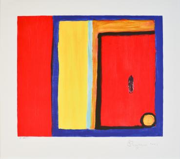 Reggiani, Serge - Farbkomposition in Rot und  Geld und Blau, 2004 (ID 40)