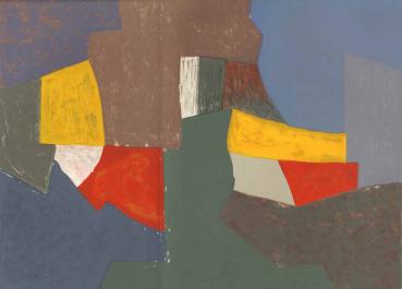 Poliakoff, Serge - Mehrfarbig auf blauem Hintergrund 1970 (ID 92)