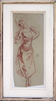 Chéret, Jules. Junge Frau im Kleid mit Hut. (00005)