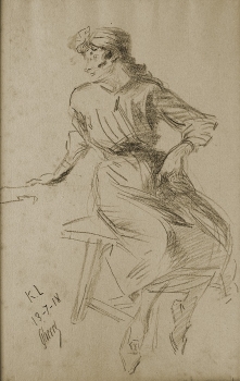Chéret, Jules. Sitzende Frau. (00167)