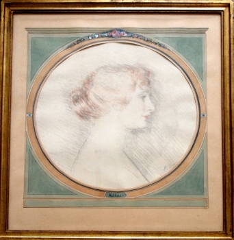 Helleu, Paul César. Junge Frau im Profil nach rechts. (00015)
