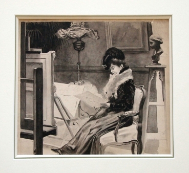 Georges Jordic-Pignon. "Gaud au chavelet" - (Die Frau des Künstlers) an der Staffelei. (00065)
