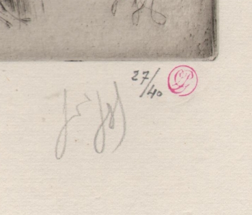 Legrand, Louis - Radierung auf Original Pellet et Legrand Künstler Bütten - Studienblatt Frau und Hund - Signiert - Pellet-Stempel (00263