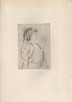 Legrand, Louis - Radierung auf Original Pellet et Legrand Künstler Bütten - Elegante Dame im Profil - Signiert - Pellet-Stempel (00264)