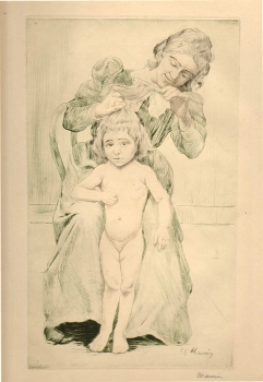 Maurin, Charles. Mere peigne les cheveux de leure fillette. (00159)