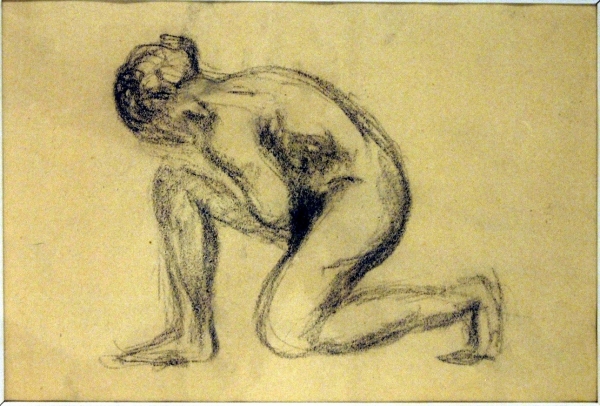 Carrière, Eugène. Kniender weiblicher Akt. (00535)