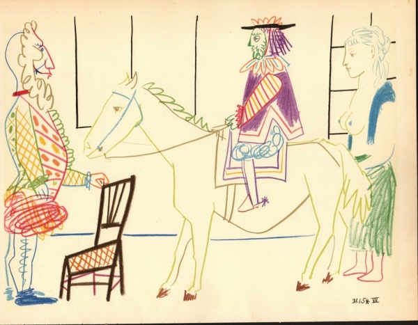 Picasso, Pablo. Historische Szene mit Reiter. (00840)