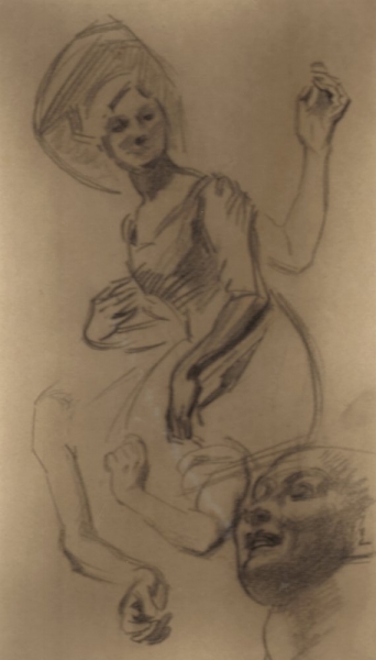 Chéret, Jules. Studie einer Frau mit Hut. (00928)