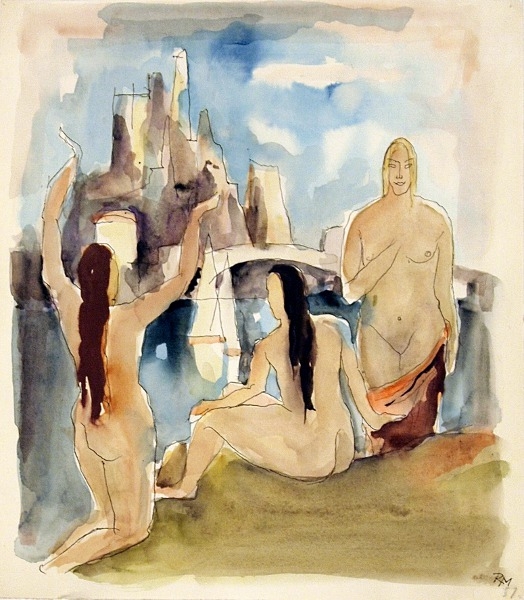Muchow, Rudolf. Drei badende Frauen. (00981)