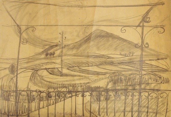 Hosp, Ralph Joseph (Jupp). Ausblick von einer Terrasse. (01102)