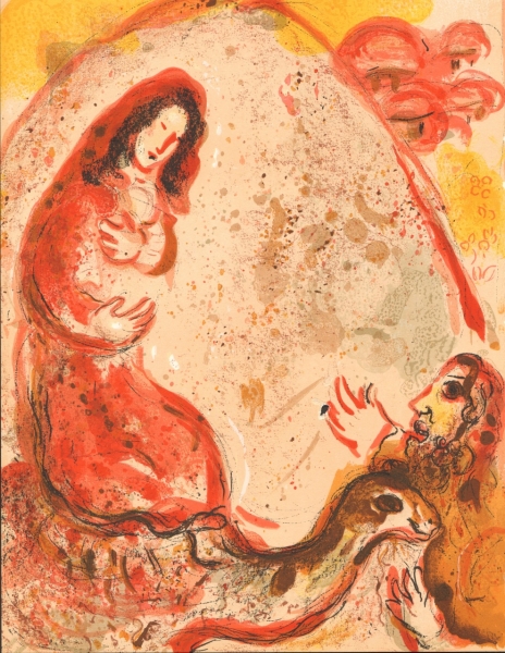Chagall, Marc. Bibel II: Rahel entwendet die Götzenbilder ihres Vaters. (01375)