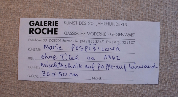 Marie Pospíšilová. Abstrakte Komposition. Mischtechnik. Atelierrahmen (Art. Nr. 01804)