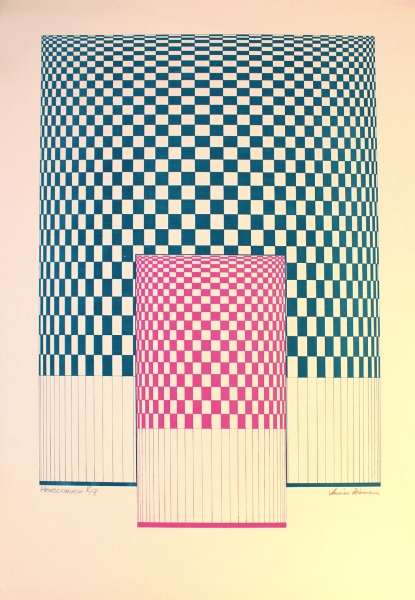 Ziemann, Armin. Siebdruck auf Karton. Geometrische visuelle Komposition (Art Nr. 1937)
