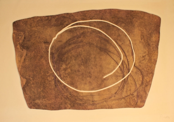 Arnold, Fiedler. Mischtechnik auf Bütten Sans Titre (Steindruck 3d Collage) (Art Nr. 2116)