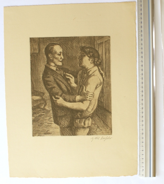 Dressler, August Wilhelm. Radierung. Liebespaar. 1928. Signiert (Art Nr.2157)
