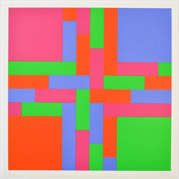 Richard Paul Lohse - Durchdringung von vier  verschränkten Farbgruppen, 1970 (ID 23)