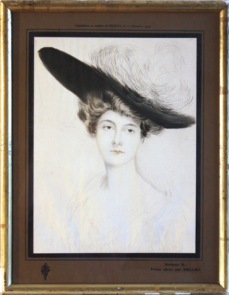 Helleu, Paul César. Elegante Dame mit Hut. (00245)