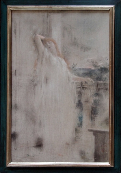 Chartran, Théobald. Frau am Balkon. (00012)