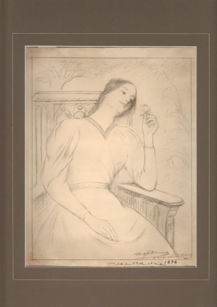 Etienne, Henry. Sitzende Frau mit Blume (Mary). (00195)