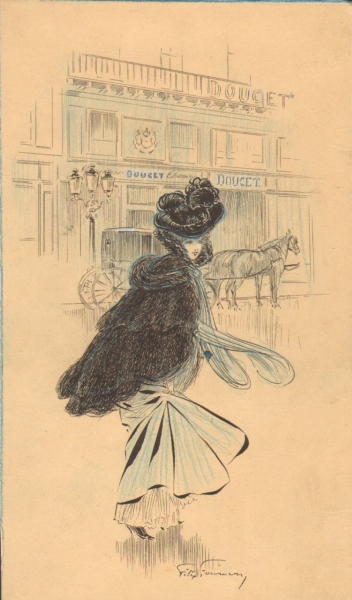 Fournery, Félix. Elegante Frau im Zobel. (00182)