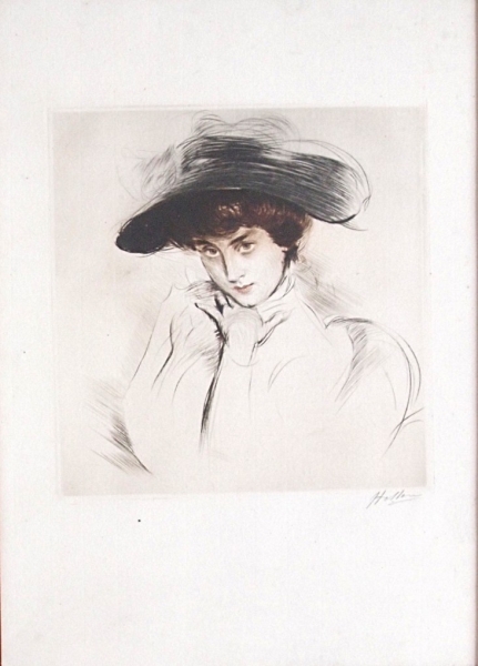 Helleu, Paul César. Femme au chapeau (Dame mit Hut). (00018)