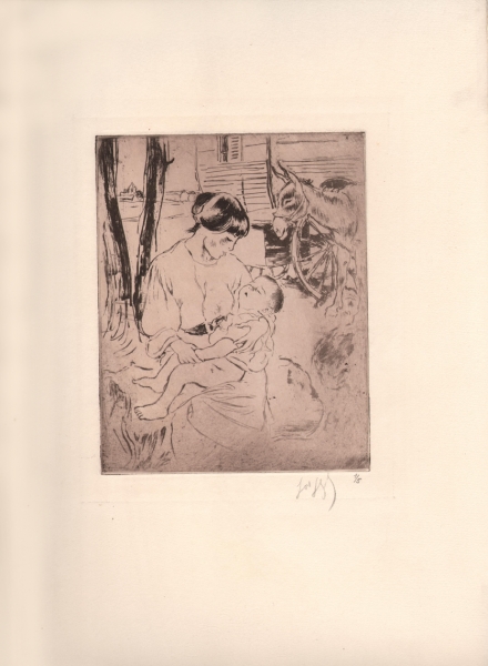 Legrand, Louis - Radierung auf Original Pellet et Legrand Künstler Bütten - Mutter und Kind - Signiert (00252)