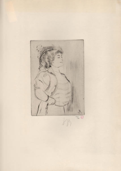 Legrand, Louis - Radierung auf Original Pellet et Legrand Künstler Bütten - Elegante Dame im Profil - Signiert - Pellet-Stempel (00264)
